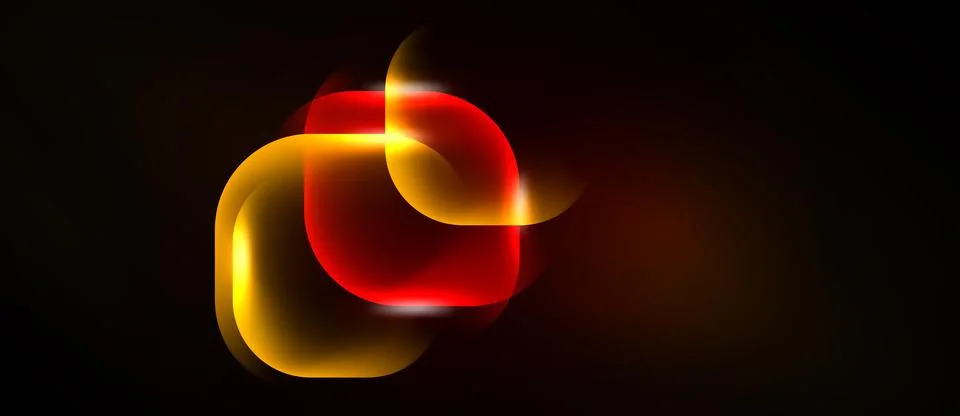 Abstract design features glowing curves, red and gold hues. Shapes overlap Stock Illustration