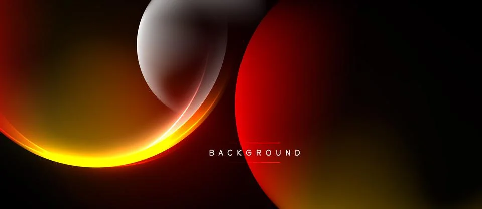 Abstract design features glowing curves, vibrant colors, dark background. M.. Stock Illustration