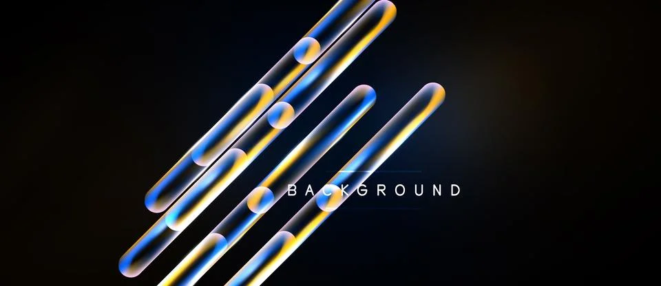 Abstract design features glowing diagonal lines. Vivid colors contrast agains Stock Illustration