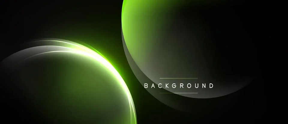 Abstract design features glowing green curves over dark background. Modern Stock Illustration