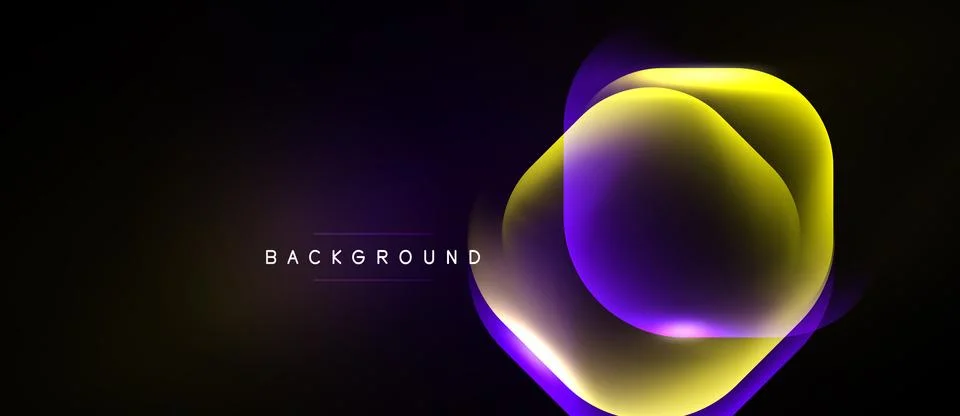 Abstract design features glowing layers, purple, yellow hues. Dark background 스톡 일러스트
