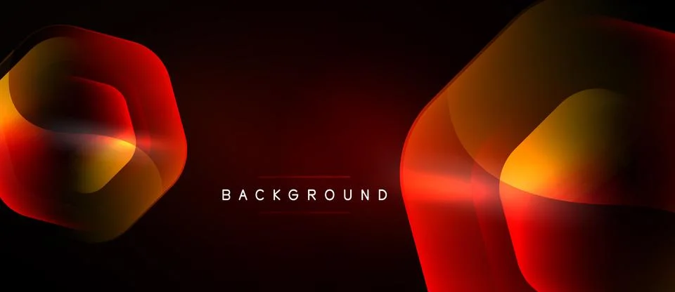 Abstract design features glowing layers, redorange hues, dark background. M.. Stockillustratie