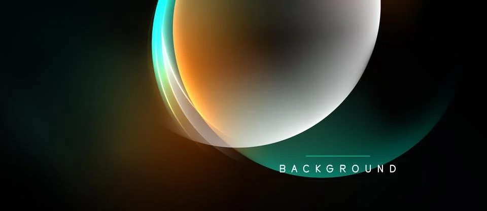 Abstract design features glowing layers, curved shapes, dark background. Mode Stock Illustration