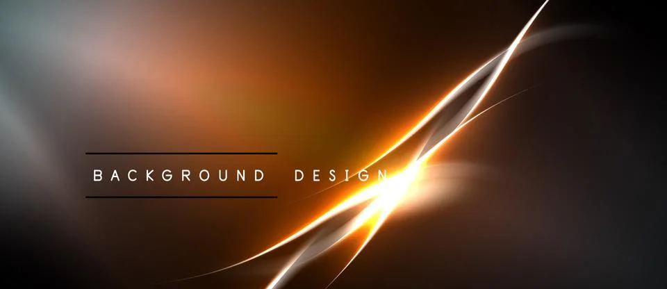 Abstract design features glowing lines, gradients. Dark background contrasts Stock Illustration
