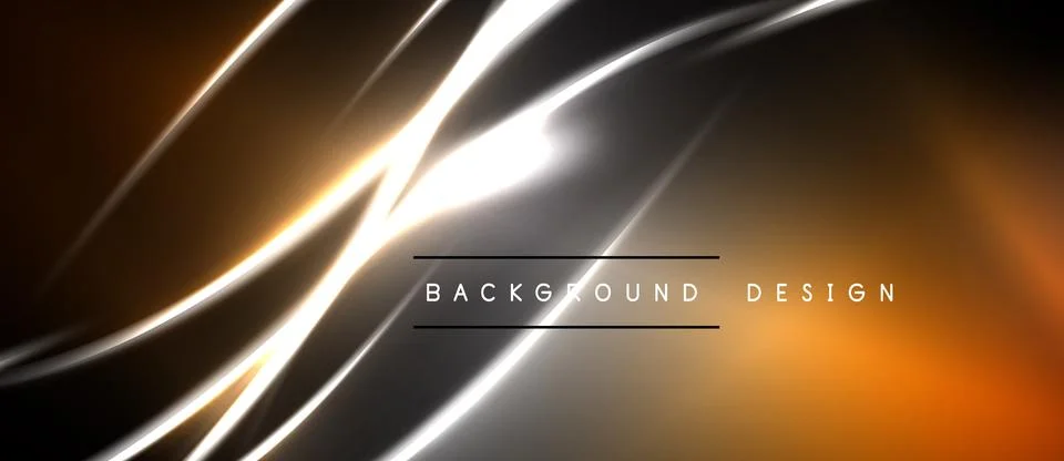 Abstract design features glowing lines, gradients. Dark background contrasts Stock Illustration