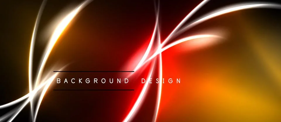 Abstract design features glowing lines, vibrant colors. Dark background Stock Illustration