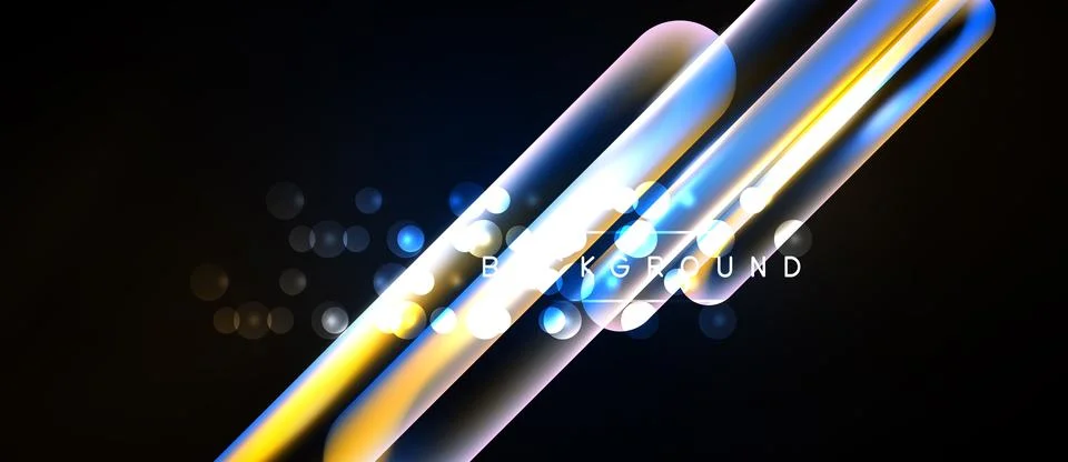 Abstract design features glowing lines, vibrant colors, dark background. Mode Illustrazione stock
