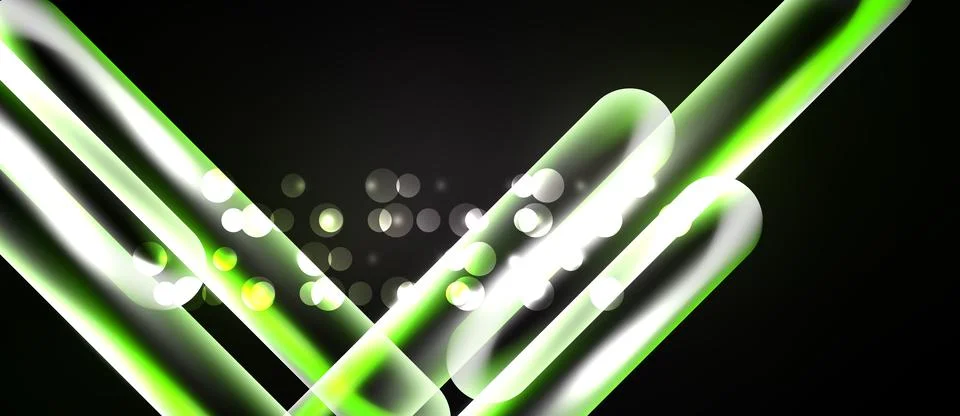 Abstract design features glowing lines, curves, circles against dark backgr.. Stock Illustration