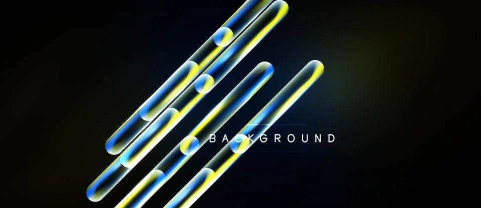 Abstract design features glowing lines, diagonal arrangement, dark backdrop. Stockillustratie