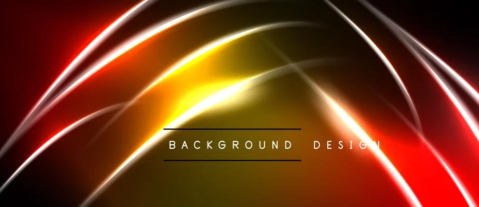 Abstract design features glowing lines, vibrant colors. Dynamic curves create Stock Illustration