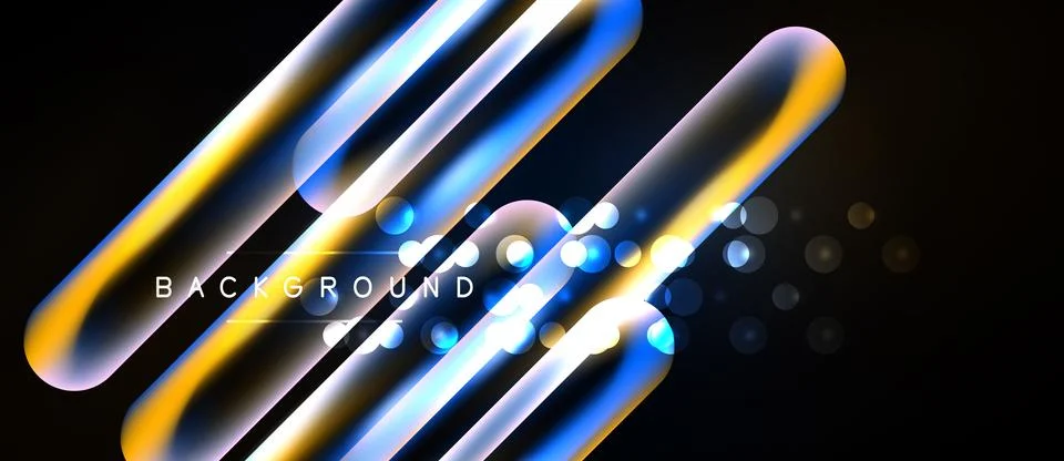 Abstract design features glowing lines, vibrant colors, dark background. Mode Illustrazione stock