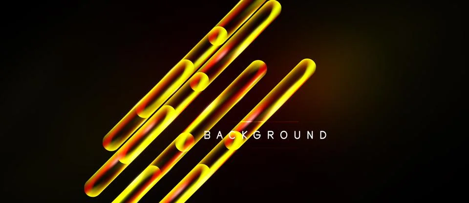 Abstract design features glowing lines, diagonal shapes, dark background. M.. Stock Illustration