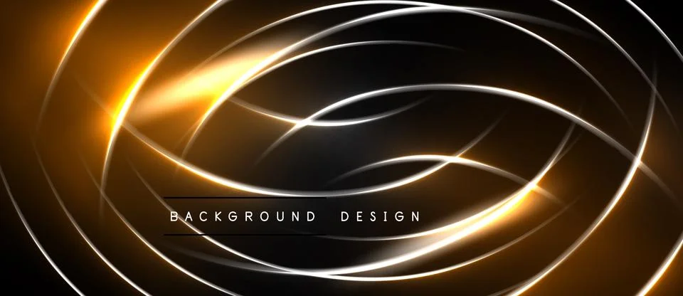 Abstract design features glowing lines, golden hues, dark background. Modern Stock Illustration