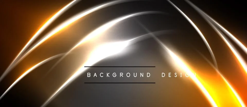 Abstract design features glowing lines, warm colors, dark background. Modern Stock Illustration