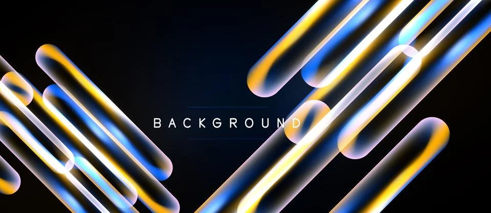 Abstract design features glowing lines, curves, gradients. Dark background Stock Illustration
