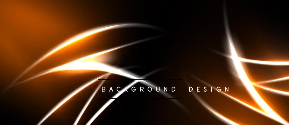 Abstract design features glowing orange lines over dark background. Minimalis Ilustração Stock