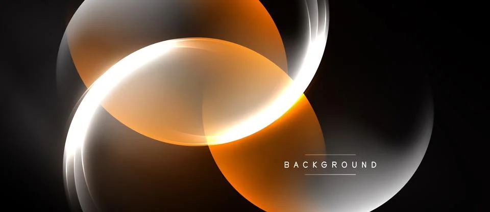 Abstract design features glowing orange curves over dark background. Modern, Ilustração Stock