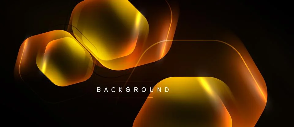 Abstract design features glowing orange layers over dark background. Shapes Stock Illustration