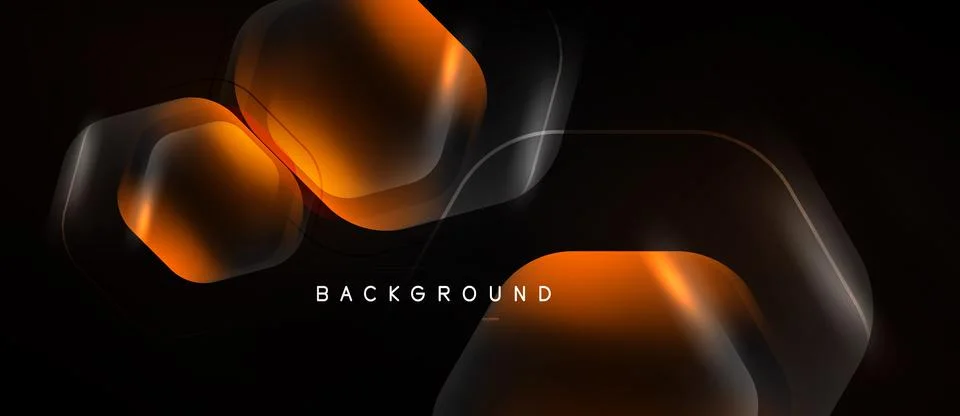 Abstract design features glowing orange shapes over dark background. Geometri 库存插图