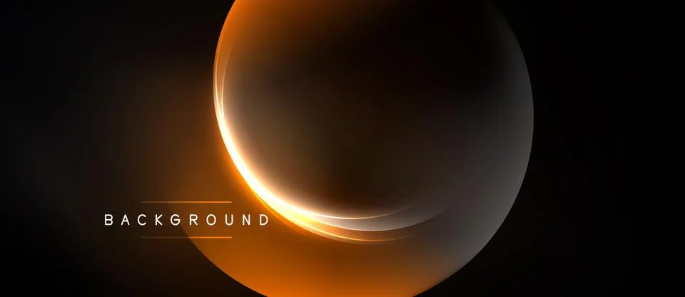 Abstract design features glowing orange layers over dark background. Minimali Ilustração Stock