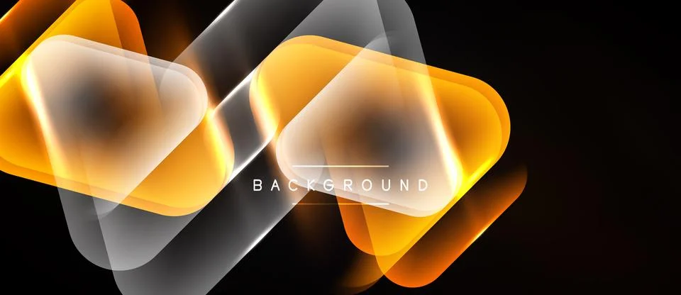Abstract design features glowing orange squares overlapping on black backgr.. Illustrazione stock