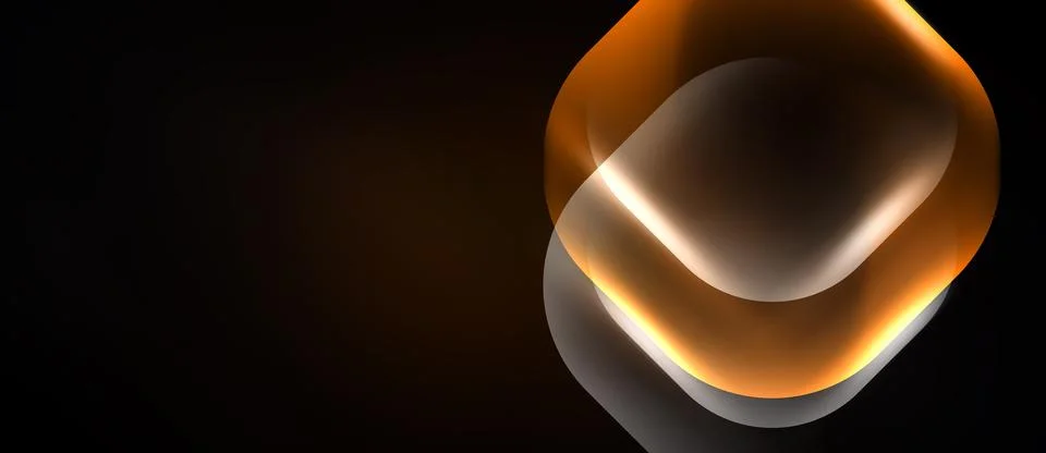 Abstract design features glowing orange, silver shapes. Overlapping forms c.. Stock Illustration