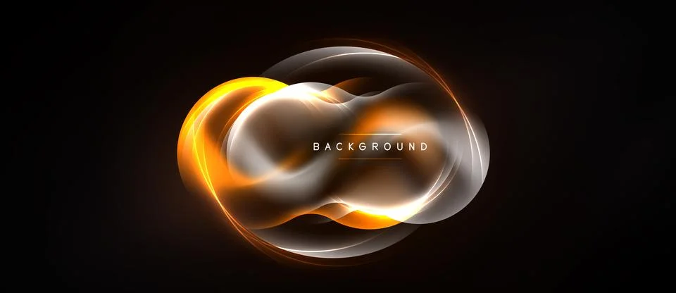Abstract design features glowing orange, white layers. Circular shapes create Stock Illustration
