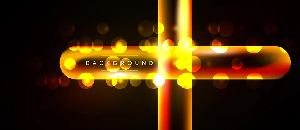 Abstract design features glowing orange lines forming plus symbol. Bokeh ef.. Stock Illustration