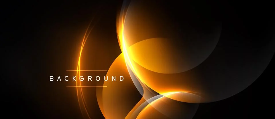 Abstract design features glowing orange curves, lines against dark backdrop. Illustrazione stock