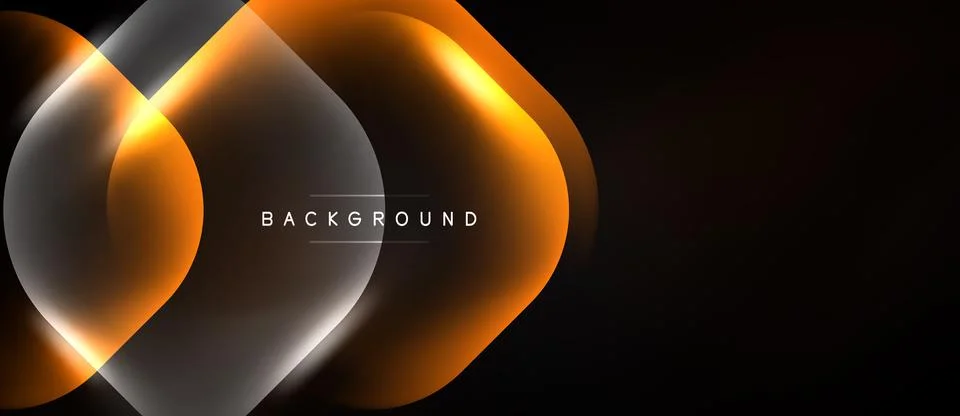 Abstract design features glowing orange, white layers over black background. Ilustração Stock