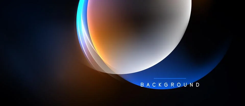 Abstract design features glowing orb, gradient colors, dark background. Moder Stockillustratie