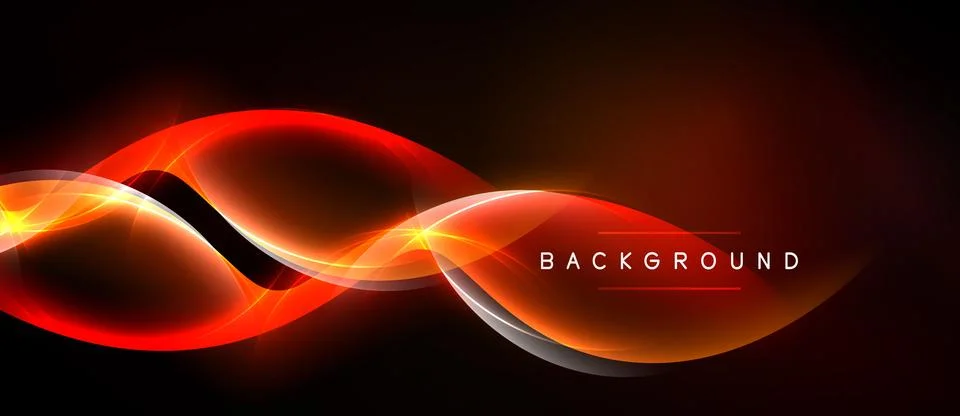 Abstract design features glowing red infinity symbol over dark background. Te Stockillustratie