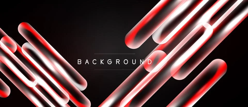 Abstract design features glowing red lines over black background. Modern Ilustração Stock