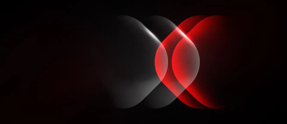 Abstract design features glowing red, gray shapes against black background. Stock-Illustration