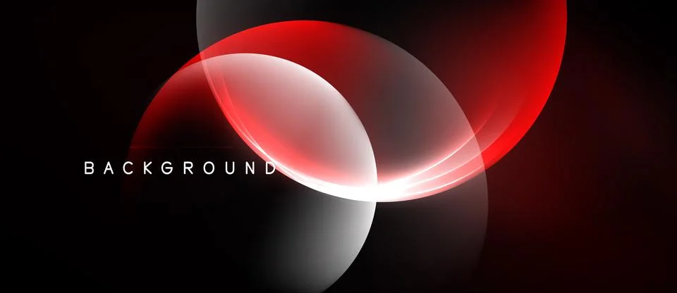 Abstract design features glowing red curves over black background. Minimalist Stock Illustration