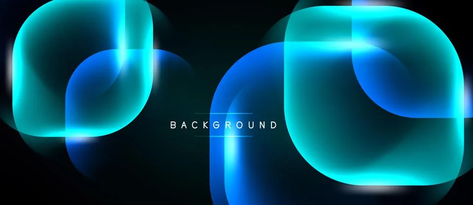 Abstract design features glowing rounded squares, overlapping layers. Dark 스톡 일러스트