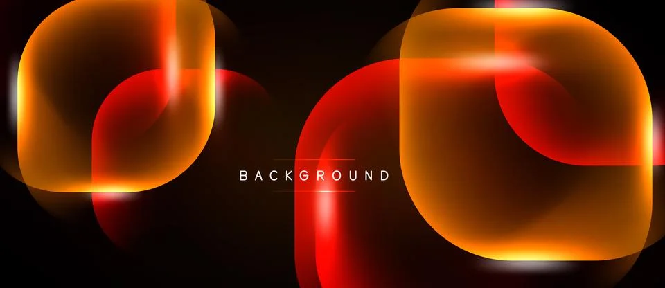 Abstract design features glowing rounded squares, vibrant orange, red hues... Stock Illustration