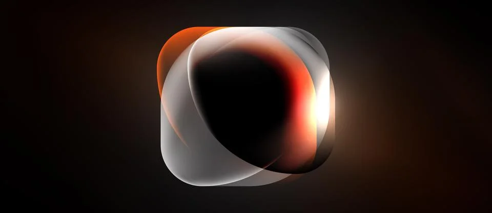 Abstract design features glowing shapes, layered over dark background. Soft Stock Illustration