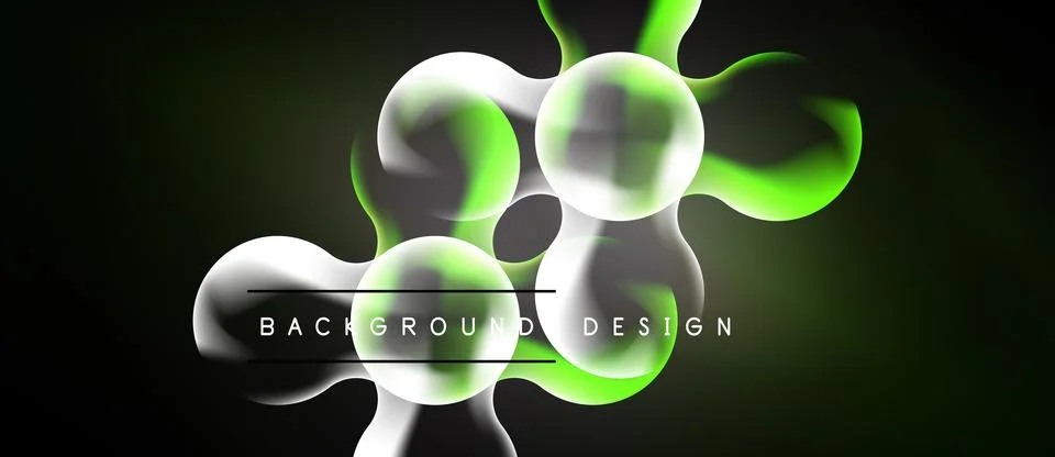 Abstract design features glowing shapes, green highlights, dark background. Stock Illustration