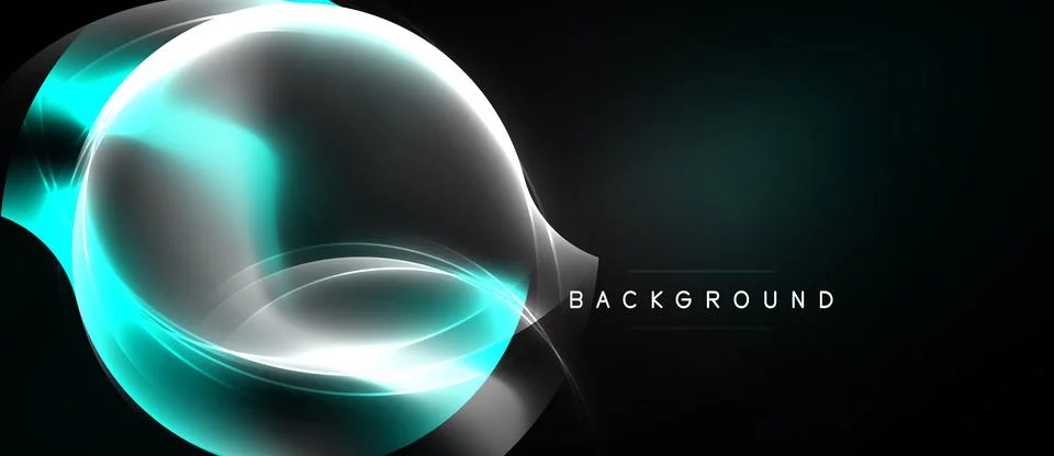 Abstract design features glowing sphere, flowing lines, dark background. Mo.. 스톡 일러스트