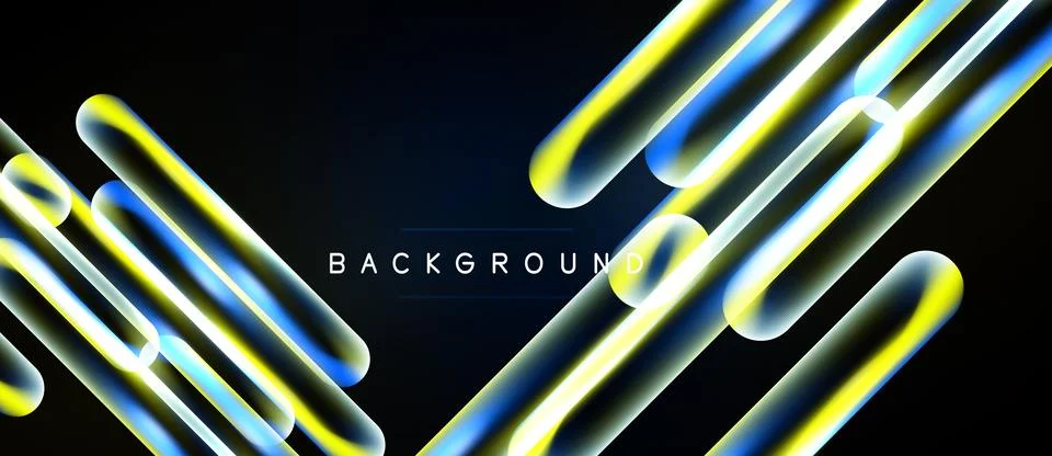 Abstract design features glowing tubes, diagonal lines, dark background. Mode Illustrazione stock