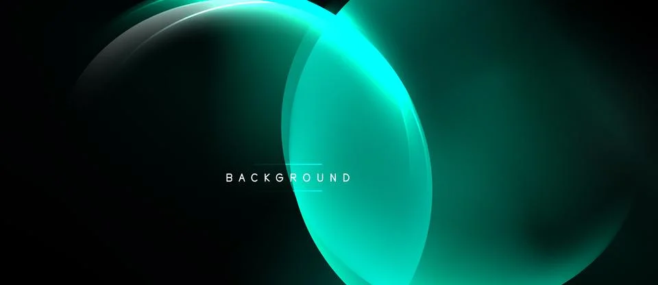 Abstract design features glowing turquoise layers over dark background. Smoot Stock Illustration