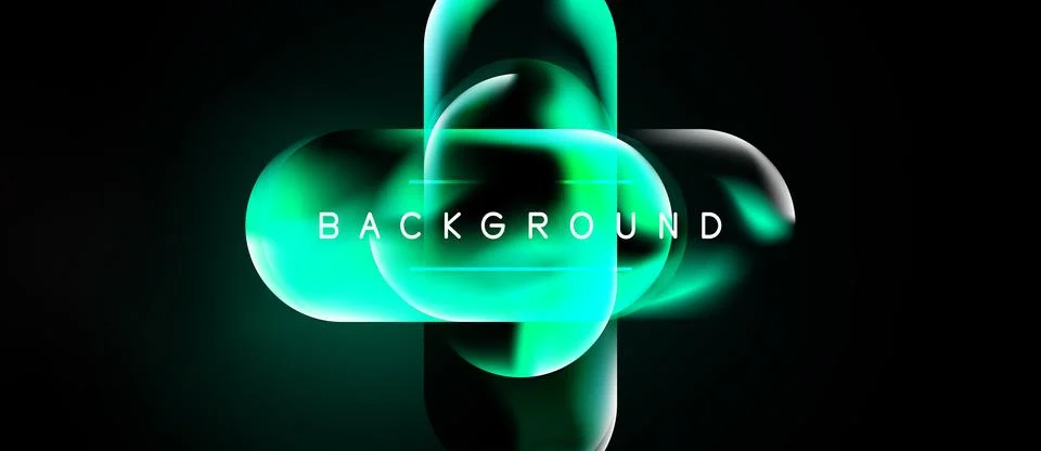 Abstract design features glowing turquoise layers, forming circular shapes Stock Illustration