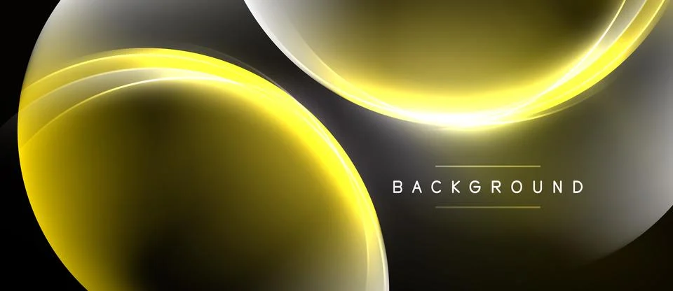 Abstract design features glowing yellow curves over dark gray background. M.. 스톡 일러스트