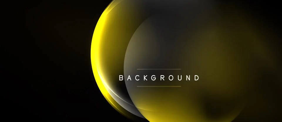 Abstract design features glowing yellow curves over dark background. Text rea Stock Illustration