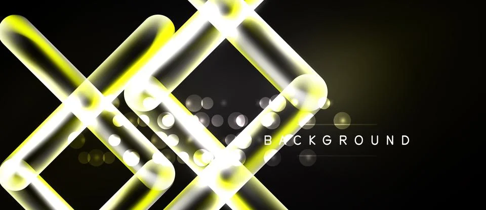 Abstract design features glowing yellow lines, circles, dark background. Mo.. 스톡 일러스트