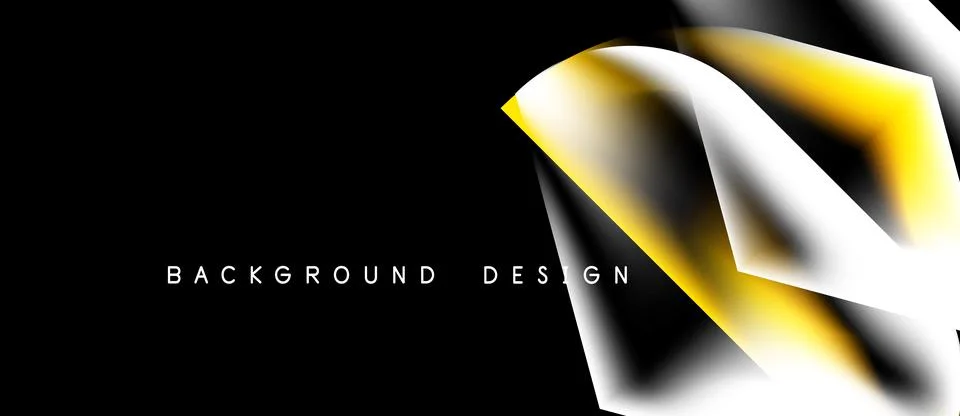 Abstract design features gold, white layers over black background. Modern Stock Illustration