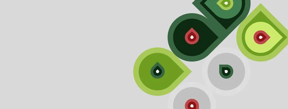 Abstract design features green, gray drops. Shapes overlap, creating dynamic 스톡 일러스트