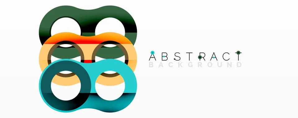 Abstract design features interconnected circles, vibrant colors, modern Stock Illustration