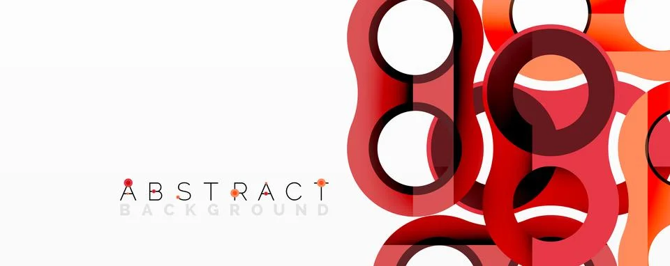 Abstract design features interconnected red circles, creating modern visual Stock Illustration